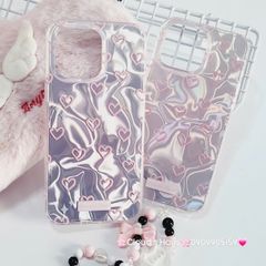 Case Ốp điện thoại iPhone Tim Hồng Ánh Bạc Hồng Hologram iPhone 12/13/14/15/Pro/Promax