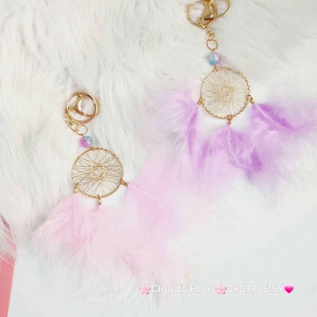 Móc khóa vòng DreamCatcher lông vũ