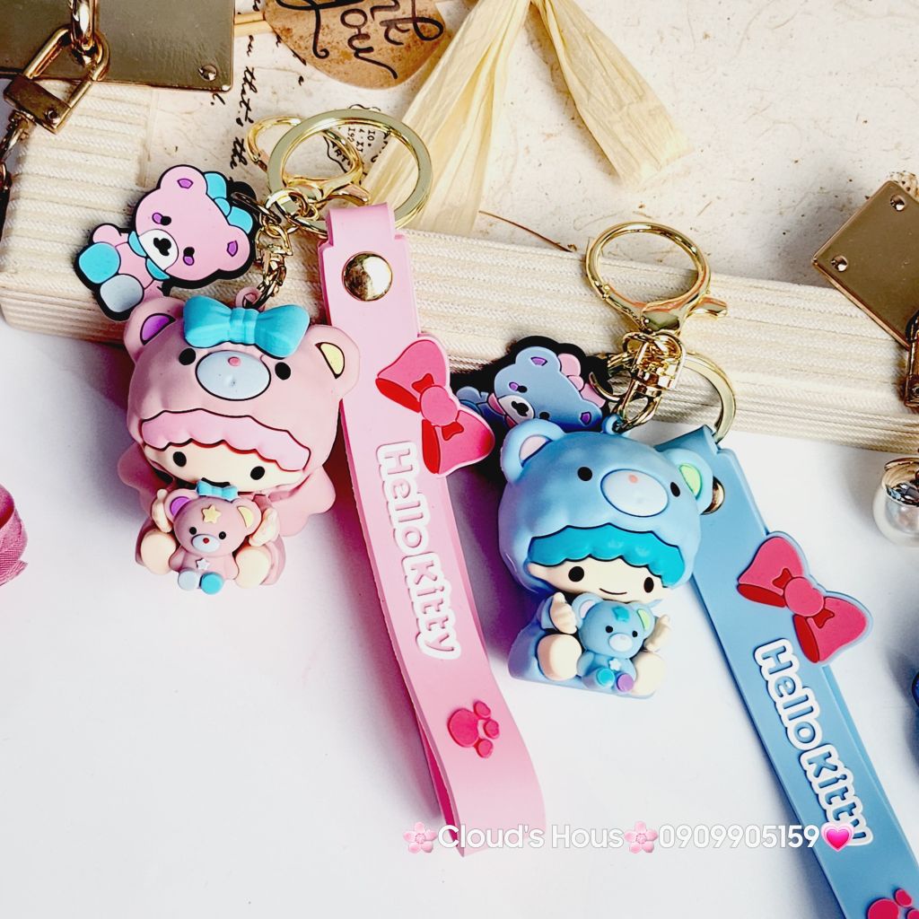 Móc Khóa Tình Mẫu Tử Đầu Xù Hello Kitty