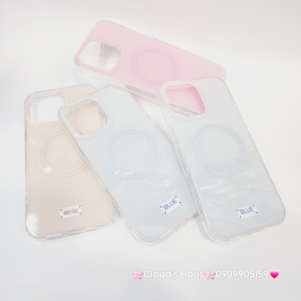Case Ốp điện thoại iPhone Trong Crytal Magsafe Xanh Mint Pastel Case iPhone 12/13/14/15/16/Pro/Promax