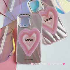 Case Ốp điện thoại iPhone Trái tim Love ánh hồng iPhone 11/12/13/14/15/Pro/Promax