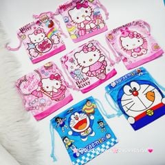 Túi Vải Dây Rút mini Hello Kitty & Doraemon