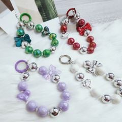 Vòng charm đeo điện thoại Thạch Ngọc Trai hologram Nơ