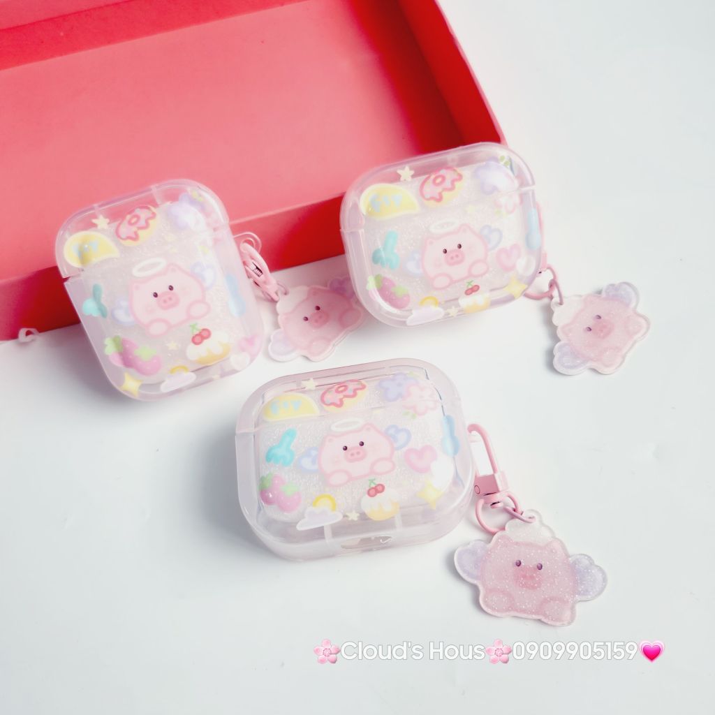Cover Case Vỏ bảo vệ Airpod Heo hồng thiên thần phao trong Airpod 1/2/3/Pro/Pro2