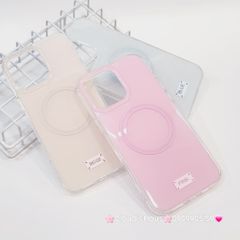 Case Ốp điện thoại iPhone Trong Crytal Magsafe Hồng Pastel Case iPhone 12/13/14/15/16/Pro/Promax