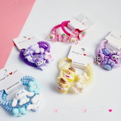 Đồ cột tóc dây xoăn Charm hoạt hình (cặp)