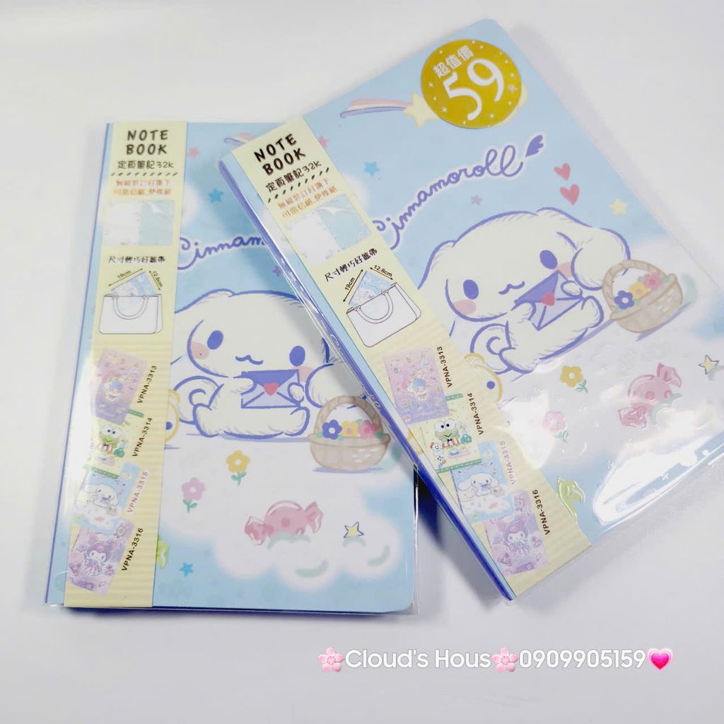 Sổ Tay - Vở Sanrio Kuromi Cinnamoroll Melody Hello Kitty Cho bé (ĐÀI LOAN)