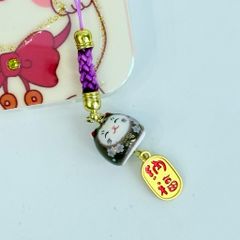 Móc Điện Thoại Móc Túi Phụ Kiện Đẹp Mèo Thần Tài Mini chất liệu sứ