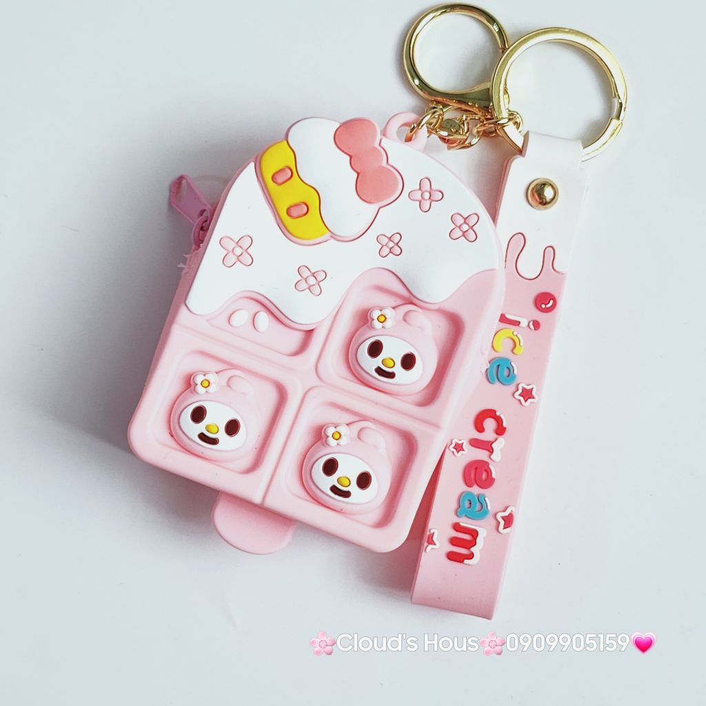 Bóp móc khoá Silicone Que Kem Pop It