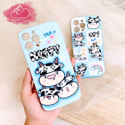 CASE IPHONE BÒ SỮA NHÁM GÂN NỔI (tone xanh da trời)