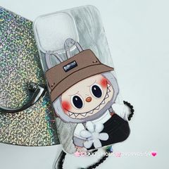 Case Ốp điện thoại iPhone Labubu Hoa Cúc Ánh Lông Vũ Bạc Hologram iPhone 7+/8+/X/XSM/11/12/13/14/15/Plus/Pro/Promax