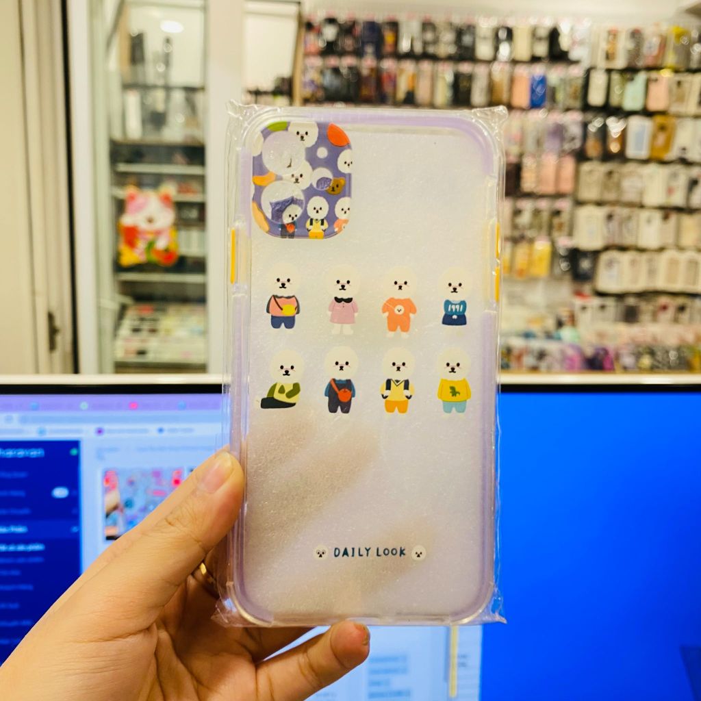 Case Ốp điện thoại iPhone Trong Chống Shock viền màu in hình kute (mẫu lẻ)