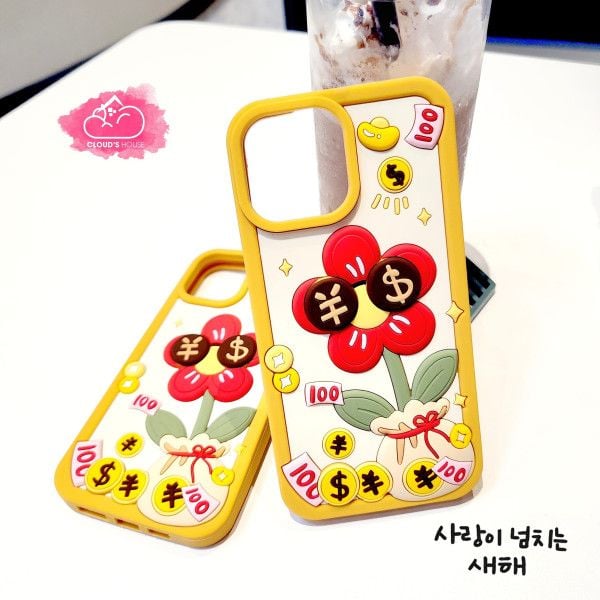 Case Ốp điện thoại iPhone SU DẺO Hoa đồng tiền icon nổi iPhone 11/12/13/14/Plus/Pro/Promax - TẾT