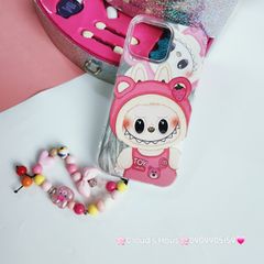 Case Ốp điện thoại iPhone Labubu Soy Mặc Yếm Lotso Ánh Lông Vũ Bạc Hologram iPhone 7+/8+/X/XSM/11/12/13/14/15/Pro/Promax