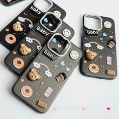 Case Ốp điện thoại iPhone Nền Đen Nhám Icon Nổi Viền Cam Titan iPhone 11/12/13/14/15/Pro/Promax