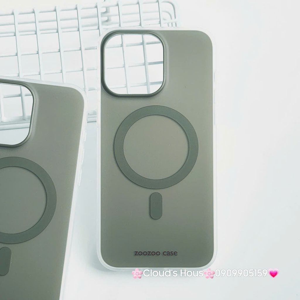 Case Ốp điện thoại iPhone Trong Nhám Magsafe Xanh rêu Zoozoo Case iPhone 12/13/14/15/Pro/Promax