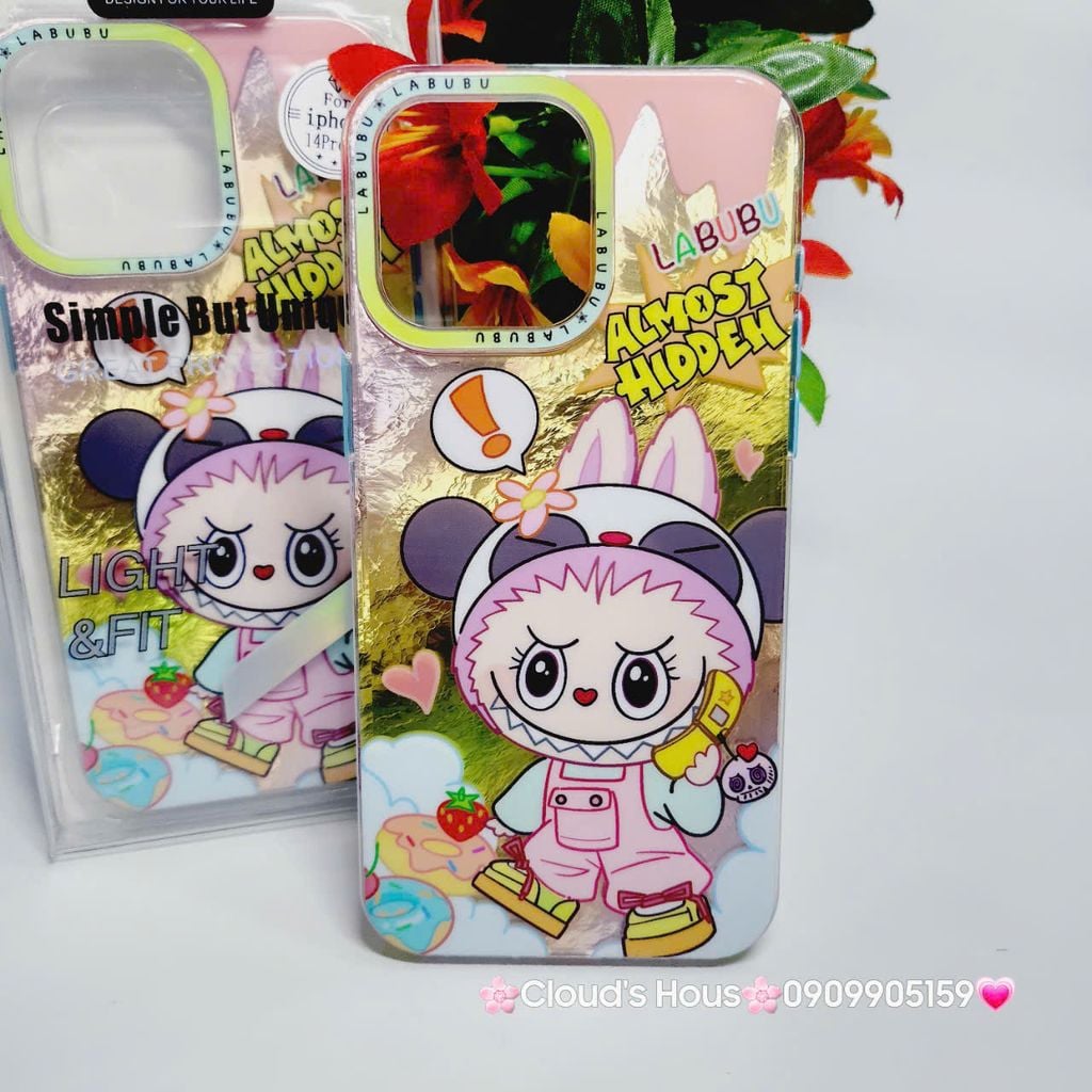 Case Ốp điện thoại iPhone Likgus Labubu Hồng Hologram iPhone 12/13/14/15/Pro/Promax
