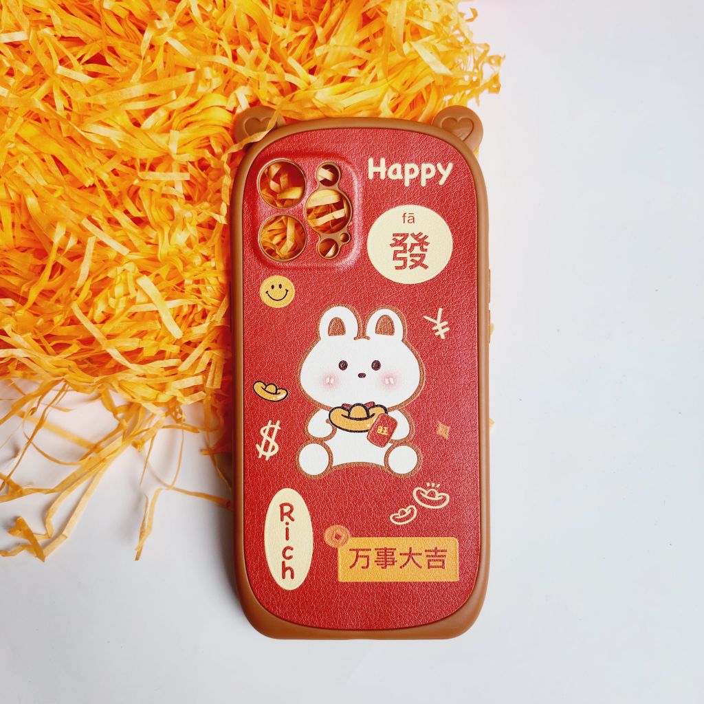 CASE IPHONE NHÁM DA Tai gấu thỏ Happy Rich