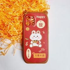 CASE IPHONE NHÁM DA Tai gấu thỏ Happy Rich