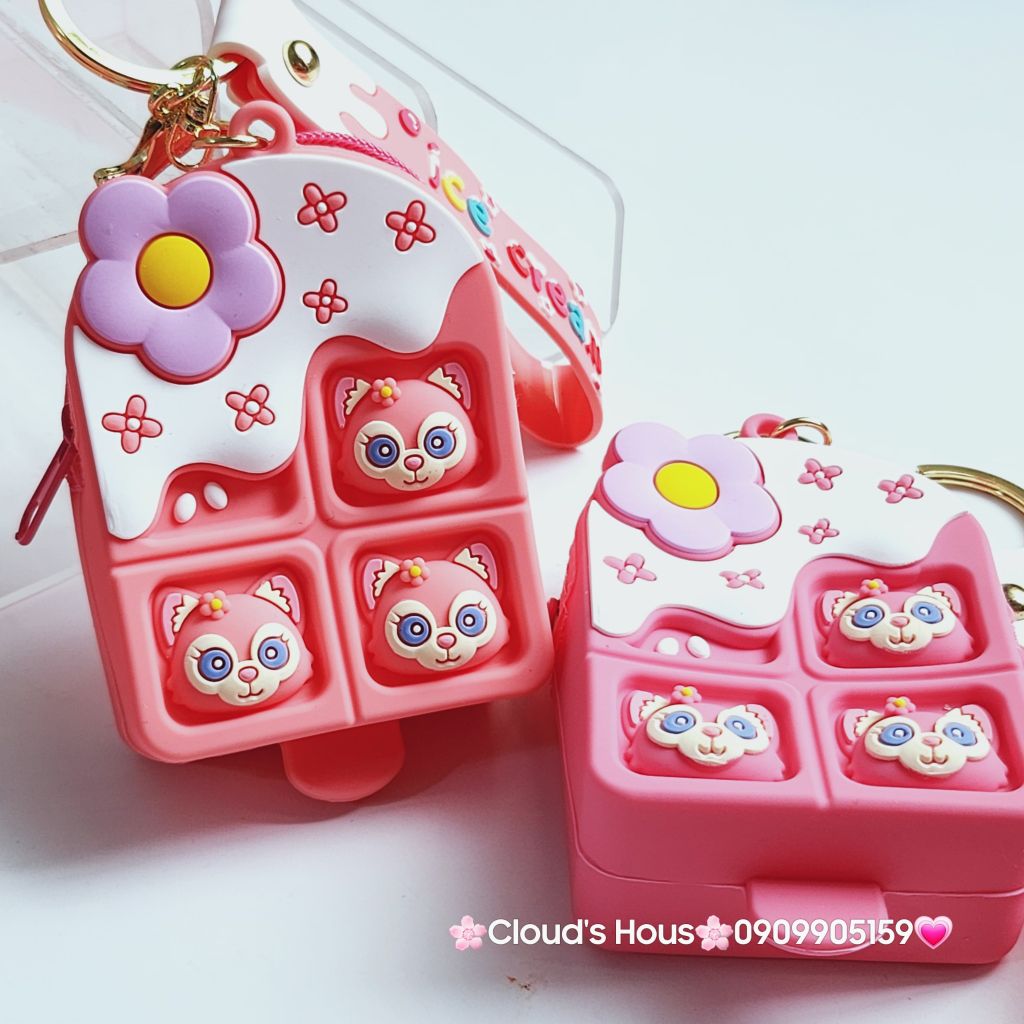 Bóp móc khoá Silicone Que Kem Pop It