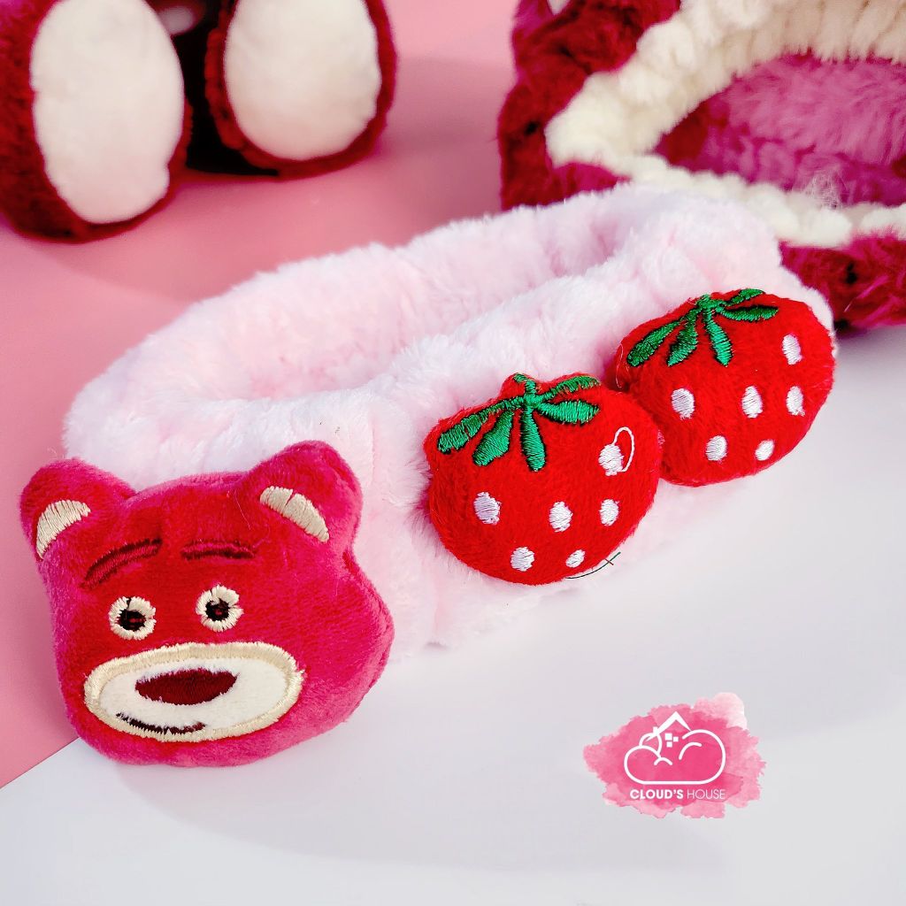 Băng đô make up Gấu hồng Lotso fruit strawberry