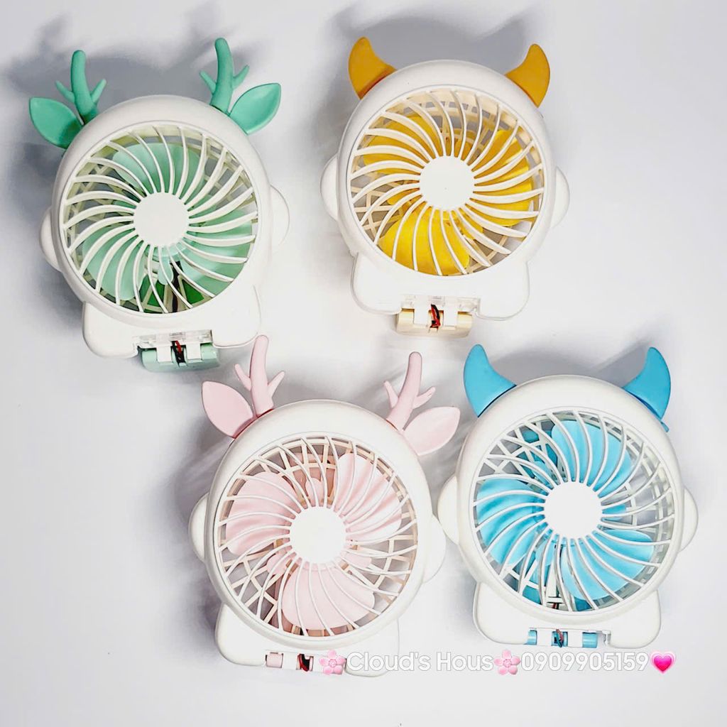 Mini Fan - Quạt Cầm Tay Có Tai Sừng Nhiều màu