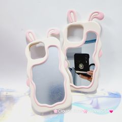Case Ốp điện thoại iPhone Su dẻo Tai Thỏ Gợn Sóng Lưng Gương iPhone 6P/7P/8P/X/Xs/XSMax/11/12/13/14/15/Pro/Promax