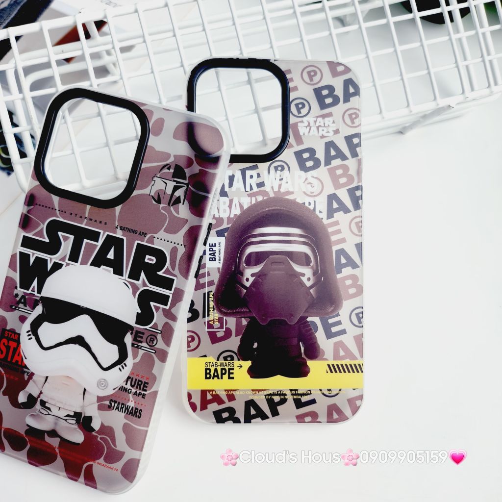 Case Ốp điện thoại iPhone Nhám Bape Starwars iPhone X/Xs/XSM/11/12/13/14/15/Plus/Pro/Promax