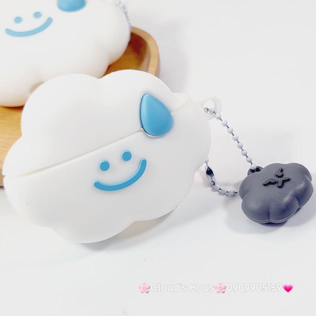 Cover Case Vỏ bảo vệ Airpod Su Dẻo Đám Mây Trắng Kèm Charm Airpod 1/2/3/Pro/Pro2