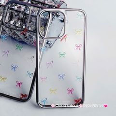 Case Ốp điện thoại iPhone Trong Nơ Nhiều màu viền bạc iPhone 12/13/14/15/Pro/Promax