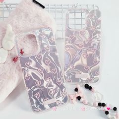 Case Ốp điện thoại iPhone Tim Hồng Ánh Bạc Hồng Hologram iPhone 12/13/14/15/Pro/Promax