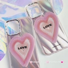 Case Ốp điện thoại iPhone Trái tim Love ánh hồng iPhone 11/12/13/14/15/Pro/Promax