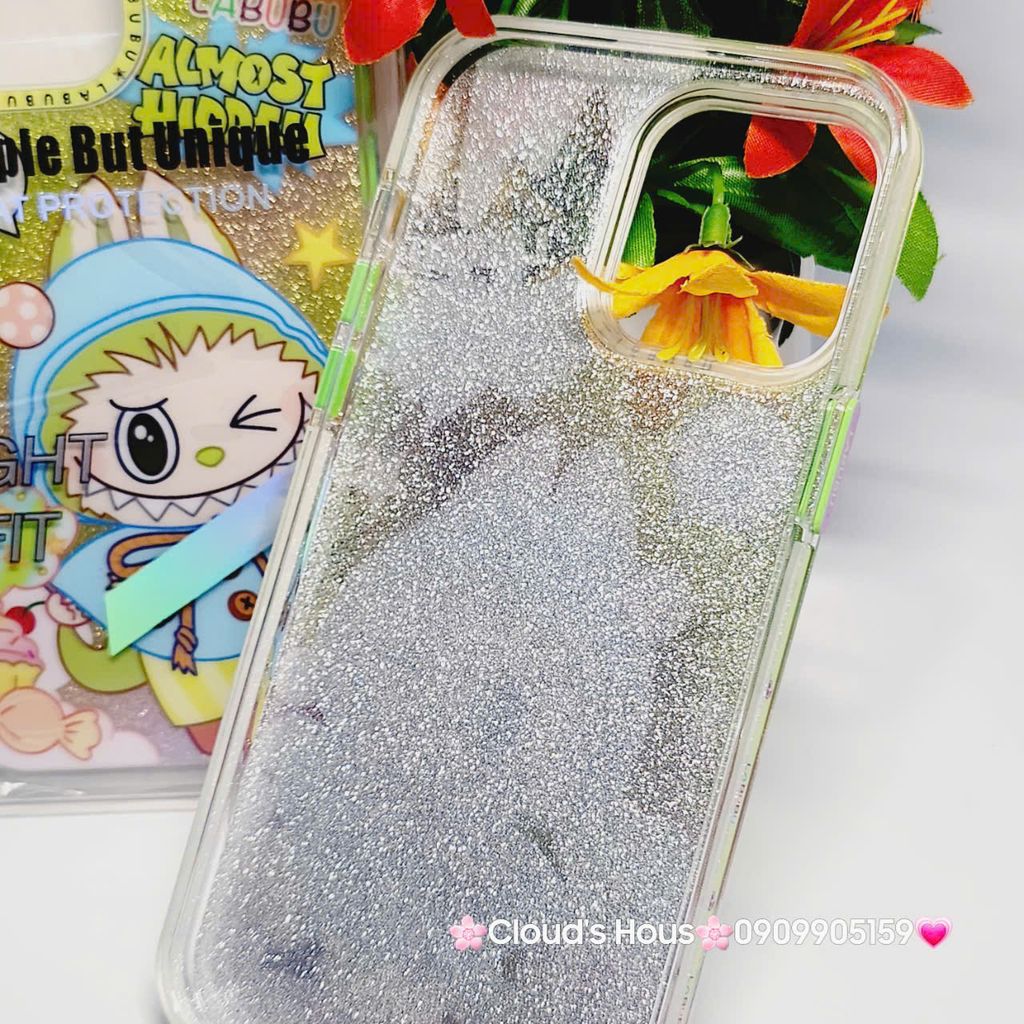 Case Ốp điện thoại iPhone Likgus Labubu Xanh lá Bling Hologram iPhone 12/13/14/15/Pro/Promax