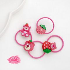 Buộc tóc sợi Gấu hồng Lotso fruit strawberry ( mini) (1 cặp/19K)