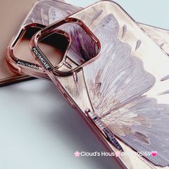 Case Ốp điện thoại iPhone Con Bướm Butterfly Hologram Nền Hồng iPhone 11/12/13/14/15/Pro/Promax