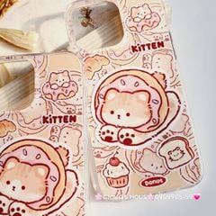Case Ốp điện thoại iPhone Mèo bánh donut Kitten iPhone 11/12/13/14/15/Pro/Promax