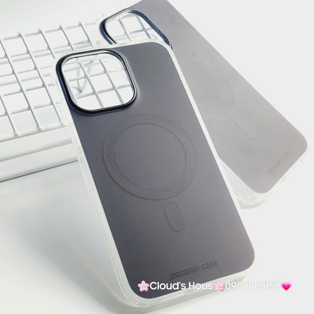 Case Ốp điện thoại iPhone Trong Nhám Magsafe Đen Zoozoo Case iPhone 12/13/14/15/Pro/Promax
