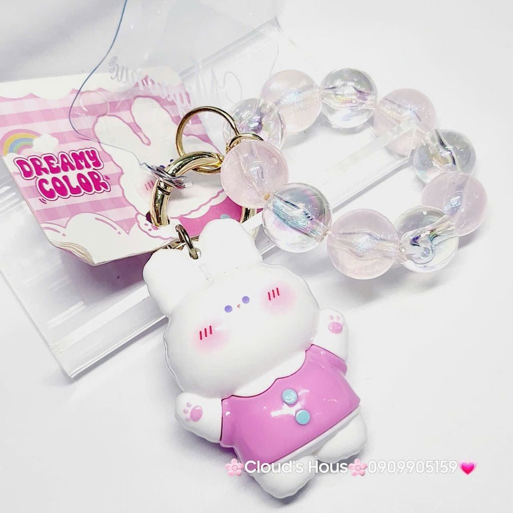 Móc Khóa đeo tay hoạt hình kute Thỏ Trắng Mặc Áo