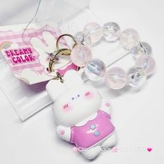 Móc Khóa đeo tay hoạt hình kute Thỏ Trắng Mặc Áo