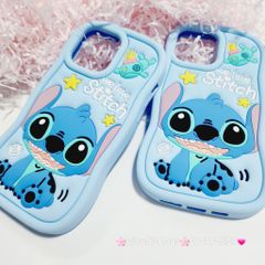 Case Ốp điện thoại iPhone Stitch xanh Su dẻo 3D Nổi iPhone 11/12/13/14/15/Plus/Pro/Promax
