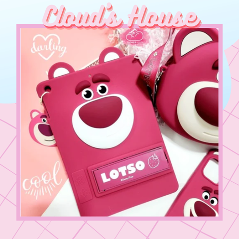 Case Ốp iPad Gấu dâu Lotso Su dẻo Chống dựng Chính hãng Disney iPad 9.7/10.2/10.9/11inch