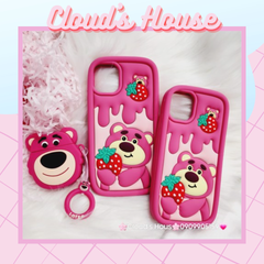 Case Ốp điện thoại iPhone Gấu dâu Lotso ôm dâu Su dẻo Chống Shock iPhone 11/12/13/14/Pro/Promax