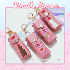 Bóp móc khóa da đựng son