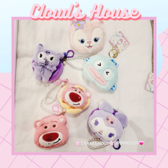 Bóp Móc Khóa Gấu Bông 3D Nổi Kèm Charm Lotso & Kuromi