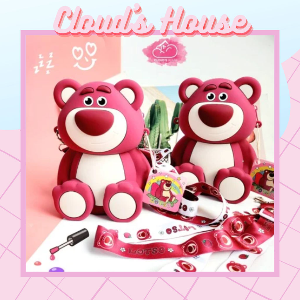 TÚI ĐEO CHÉO SILICONE GẤU DÂU LOTSO Màu đậm Chính Hãng Disney