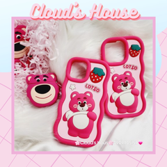 Case Ốp điện thoại iPhone Gấu dâu Lotso bụng to Su dẻo Chống Shock iPhone 11/12/13/14/Plus/Pro/Promax