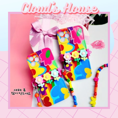 Case Ốp điện thoại iPhone Hoa sặc sỡ có dây đeo iPhone 11/12/13/14/Pro/Promax