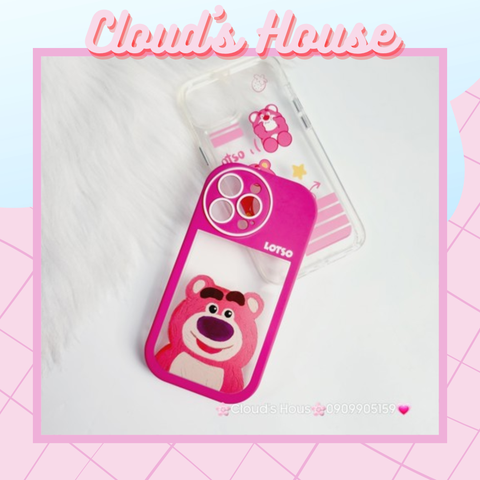 Case Ốp điện thoại iPhone Lotso Gấu dâu mẫu lẻ trong nút nổi iPhone 13Pro/14Plus