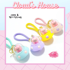 MÓC KHÓA UFO Có đèn Chiếu phim kèm dây da