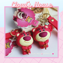 Móc khoá Lotso Gấu Dâu Mặt Bự Cầm Gậy Chính hãng Disney